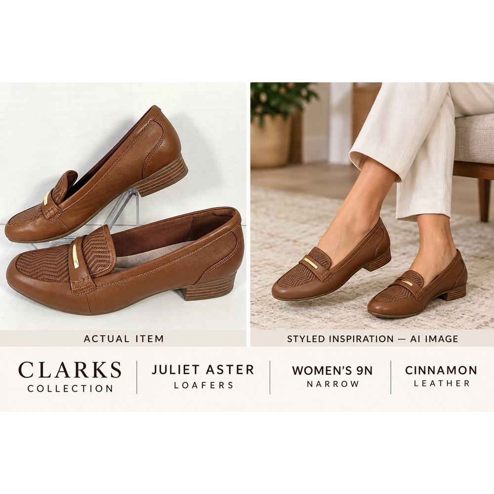 Clarks Collectiion Juliet Aster Cinnamon Leather Loafers Size 9N